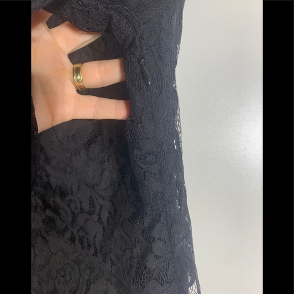 - J. McLaughlin Nicola Black Tiered Lace Dress 3/4 sleeves - Picture 7 of 10